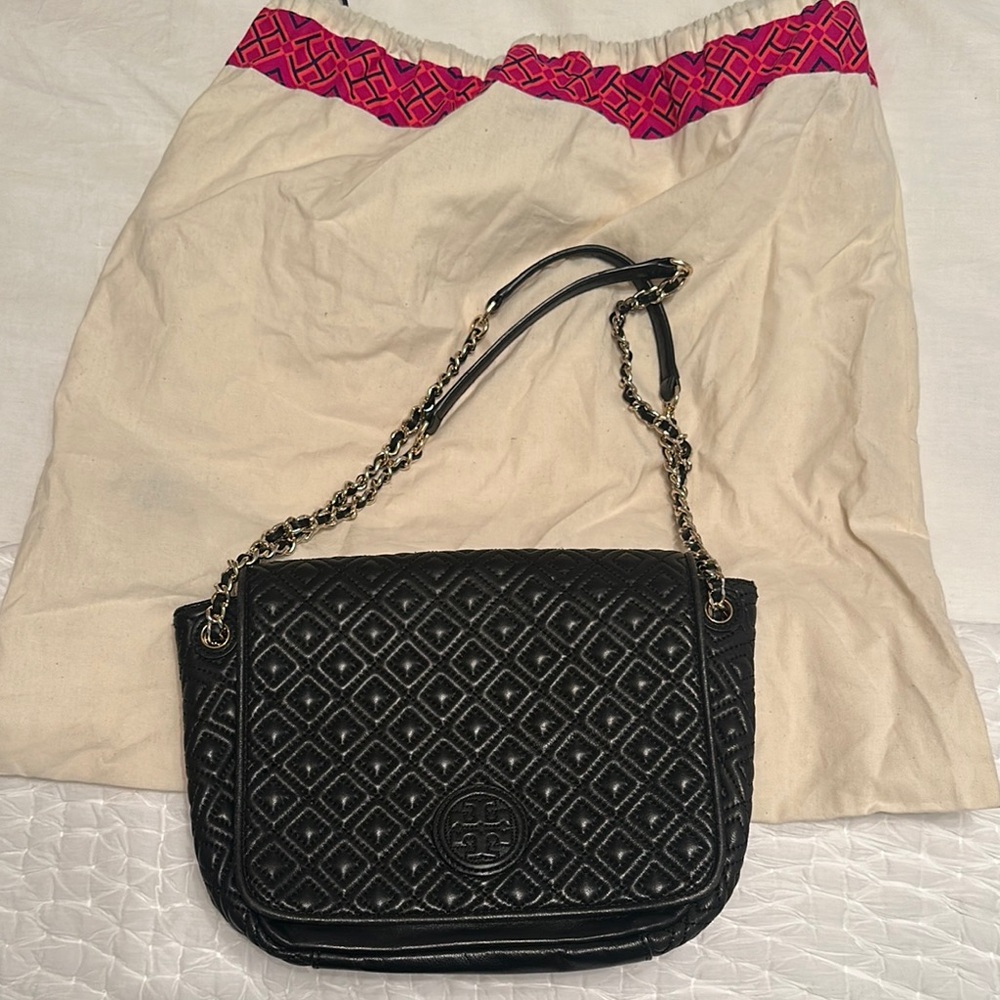 Tory Burch Black Quilted Chain Shoulder Bag
